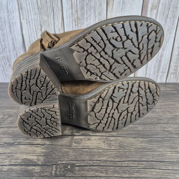 Born Alondra Fringe Block Heel Cowboy Western Tassle Boots Women's 8 Brown Suede - Picture 8 of 9